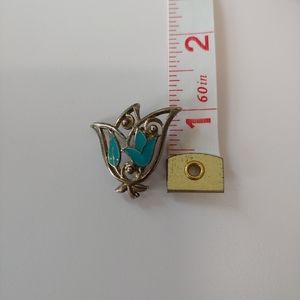 Vintage Jewelry - Vintage silver and turquoise enamel pin brooch Vintage Jewelry - Vintage silver and turquoise enamel pin brooch